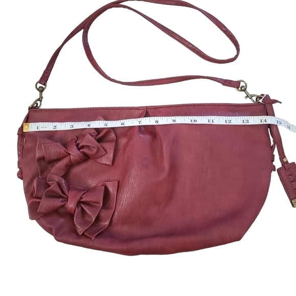 NWT Jessica Simpson Burgundy Faux Leather Shoulder Bag With Bows - Picture 13 of 13